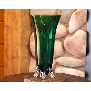 Vintage Tiffin Franciscan Killarney Trumpet Vase | Elegant Emerald Glass